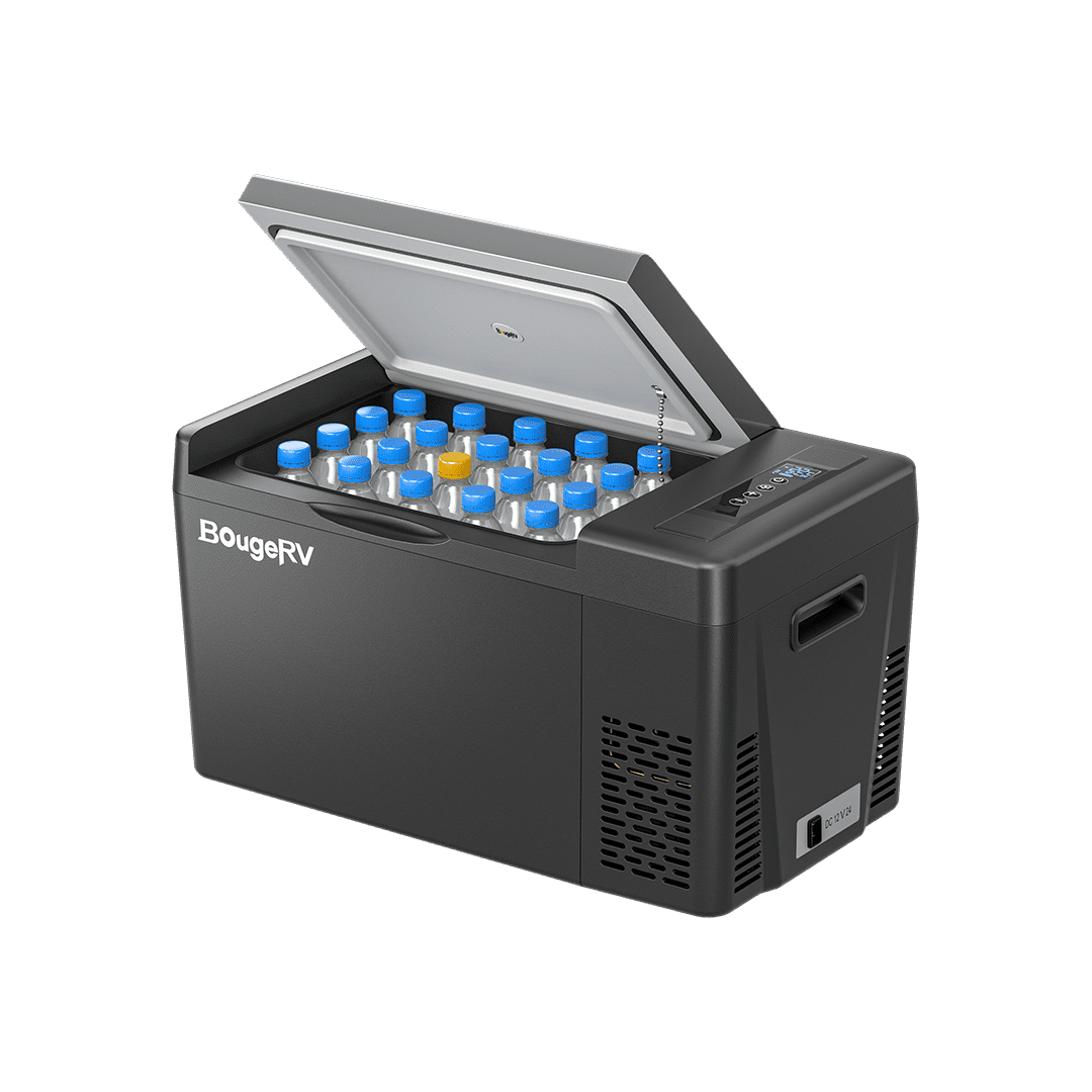 BougeRV 23 Quart portable fridge, black, front view