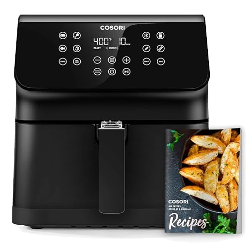 COSORI Lite 2.1-quart mini air fryer with recipe booklet