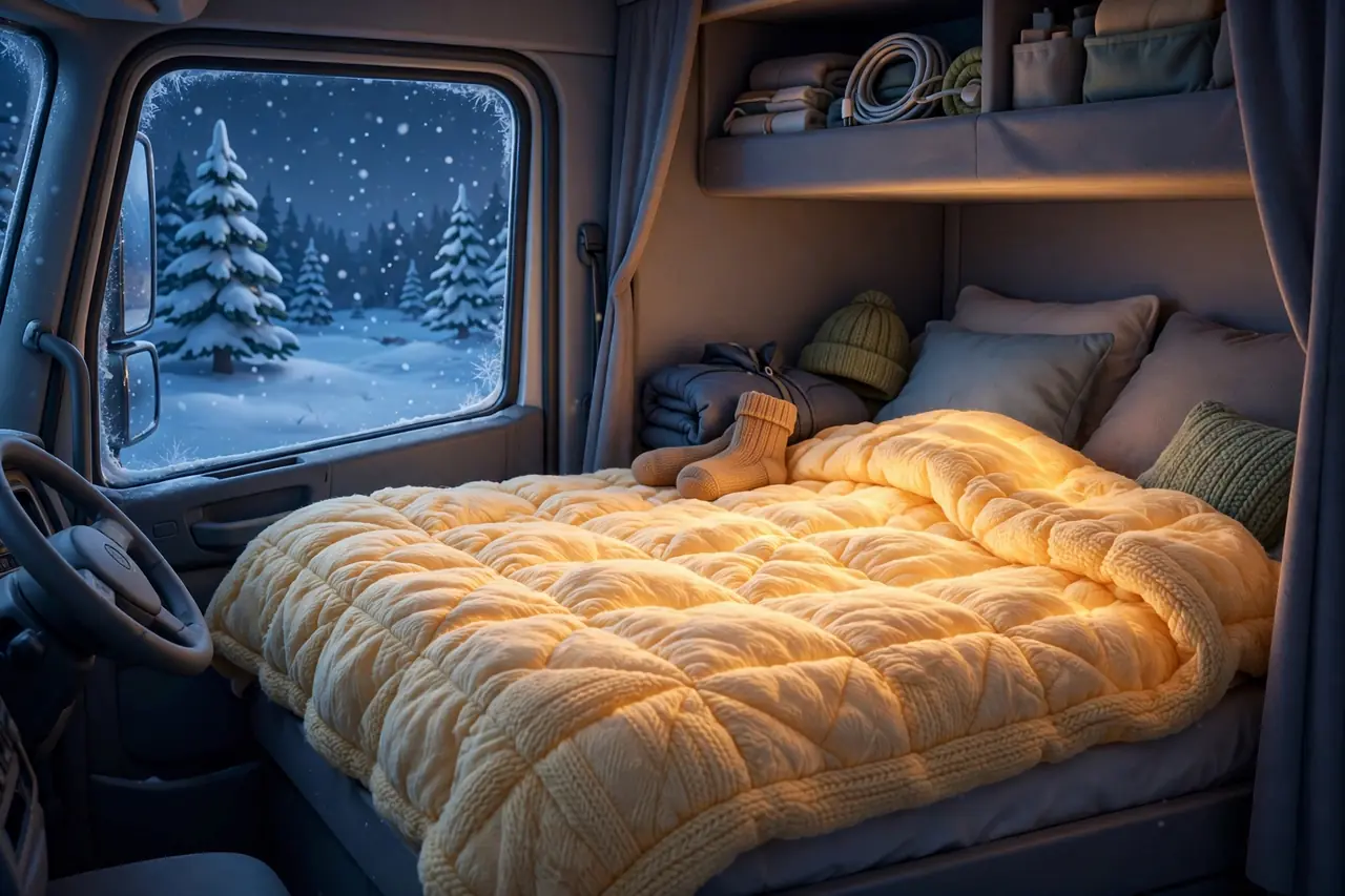 12V heated blanket in a truck sleeper bunk