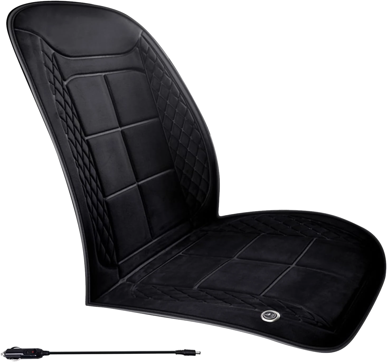 YSHHKEE 12V heated seat cover, black quilted, product photo
