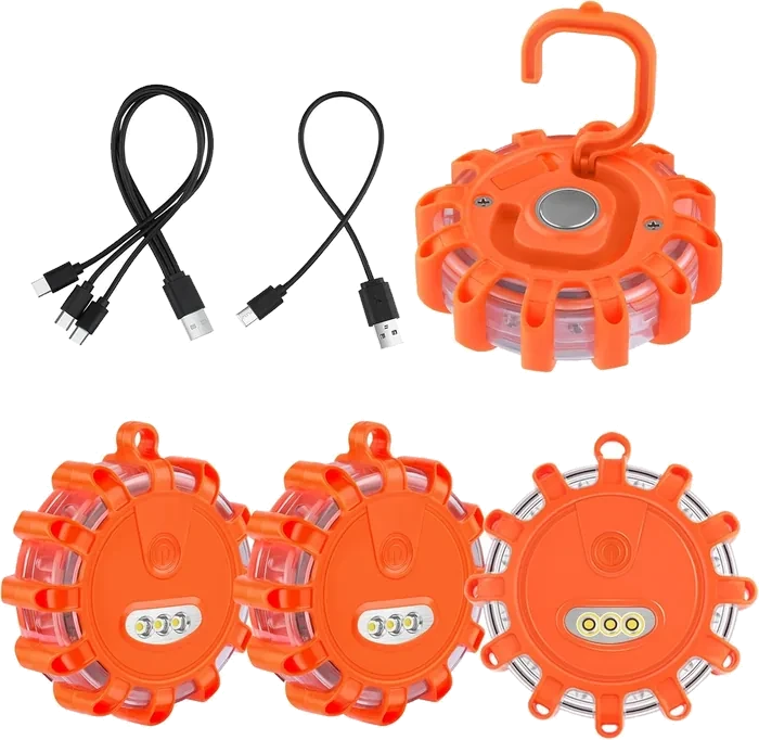 Tobfit rechargeable LED road flares, four-pack